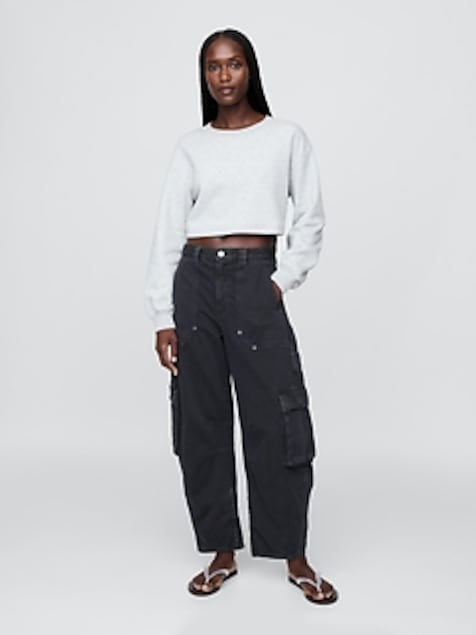Mid Rise Barrel Cargo Pants