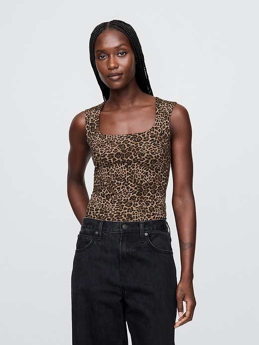 Image number 1 showing, CloseKnit Jersey Square-Neck Top