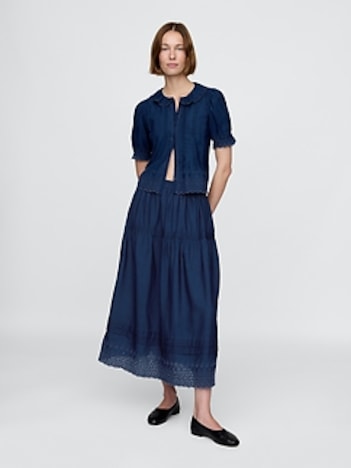 Gap × DÔEN Eyelet Midi Skirt