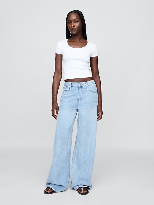 Image number 2 showing, Modern Cap-Sleeve Crop T-Shirt
