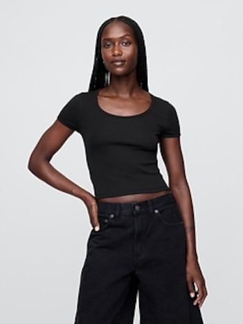Modern Cropped Cap-Sleeve T-Shirt