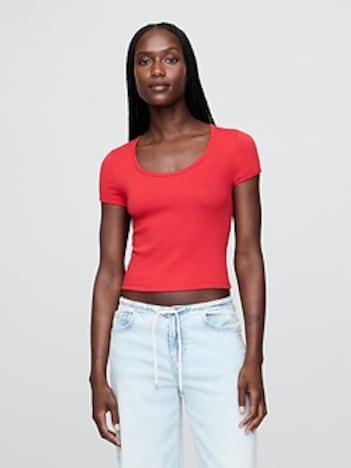 Modern Cropped Cap-Sleeve T-Shirt