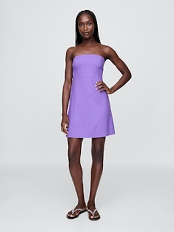 Linen-Blend Mini Dress