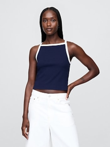 Modern Apron-Neck Crop Tank Top