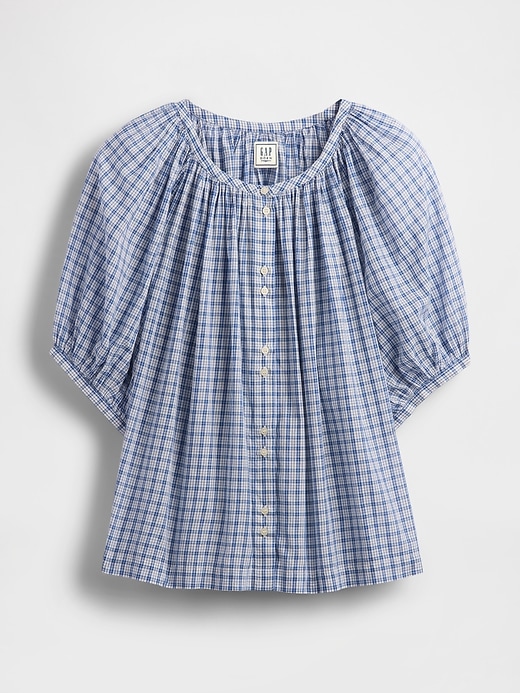 6 of 8 showing, with the color Light blue check of product Gap × DÔEN Gingham Top