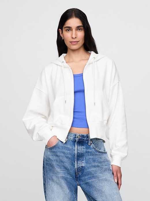 Image number 1 showing, French Terry Oversized Zip Wedge Hoodie