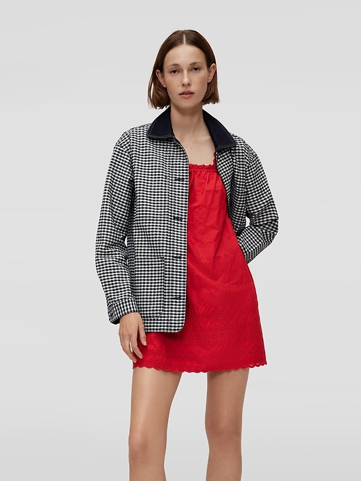 6 of 8 showing, with the color Blue gingham of product Gap × DÔEN Gingham Denim Jacket