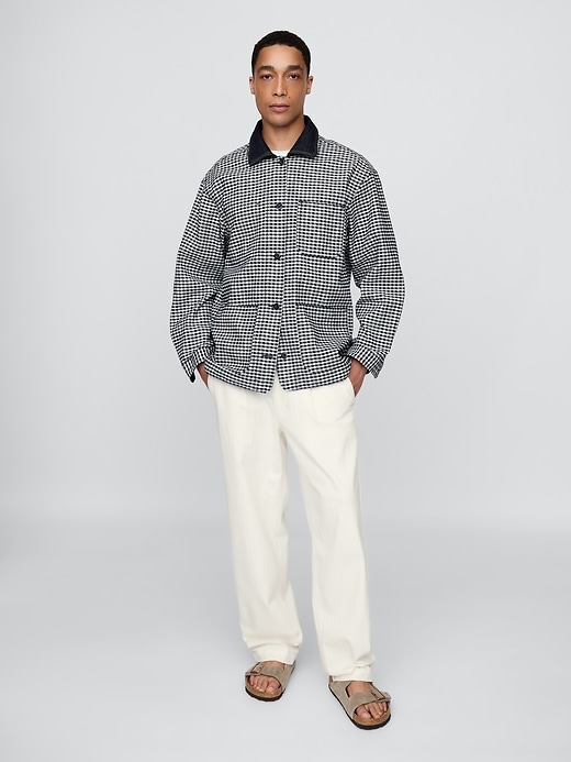 7 of 8 showing, with the color Blue gingham of product Gap × DÔEN Gingham Denim Jacket