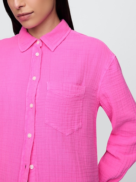Image number 5 showing, Cotton Gauze Button-Down Shirt