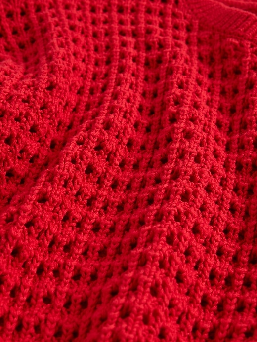 Image number 5 showing, 100% Cotton Crochet Crewneck Sweater