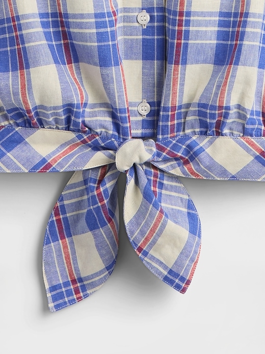 Image number 5 showing, Linen-Blend Tie-Front Crop Shirt