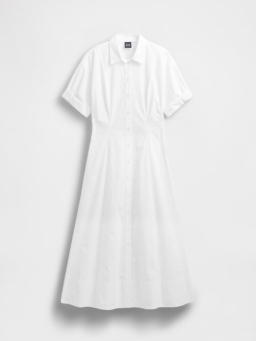 Image number 5 showing, Poplin Roll-Cuff Midi Shirtdress