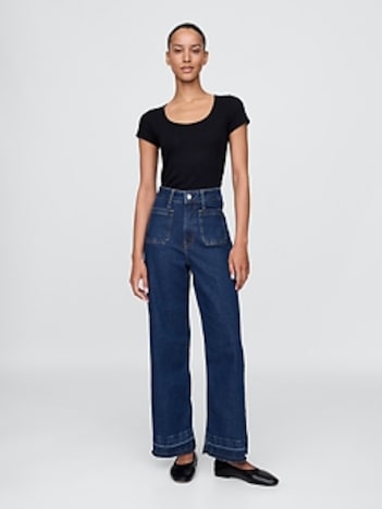Curvy High Rise Stride Wide-Leg Ankle Jeans