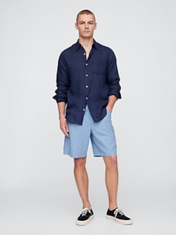 9" Linen-Cotton Easy Shorts