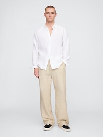 Linen-Cotton '90s Loose Pleated Khakis