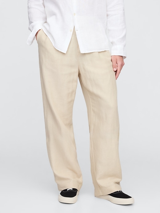 Image number 2 showing, Linen-Cotton '90s Loose Pleated Khakis