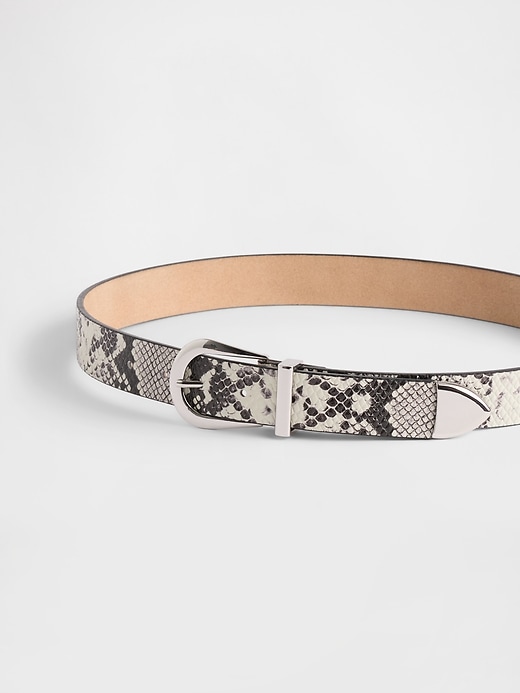 Image number 3 showing, Leather Snake Print Belt
