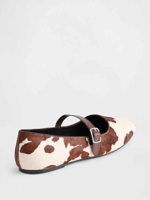 Image number 4 showing, Cow Print Calf Hair Ballet Flats