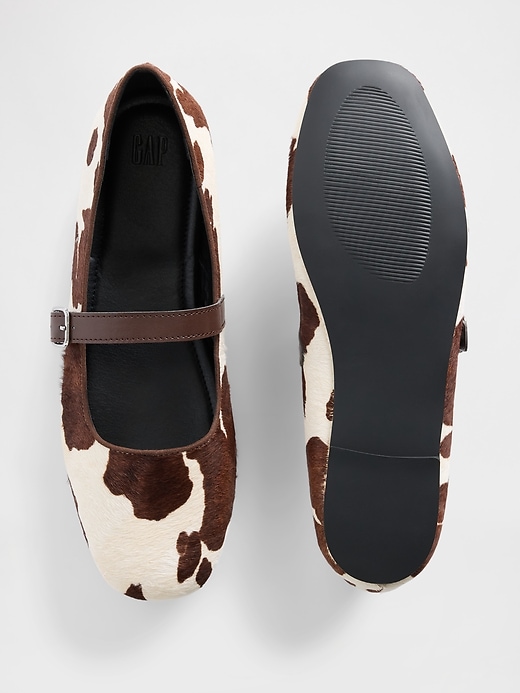 Image number 3 showing, Cow Print Calf Hair Ballet Flats