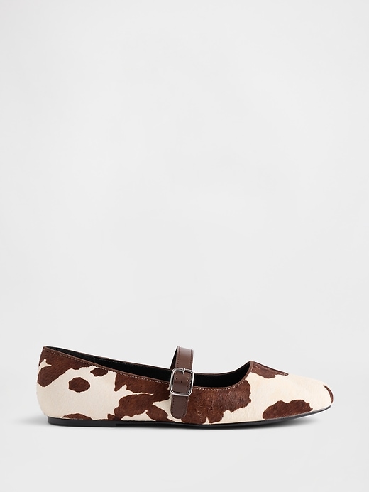 Image number 1 showing, Cow Print Calf Hair Ballet Flats