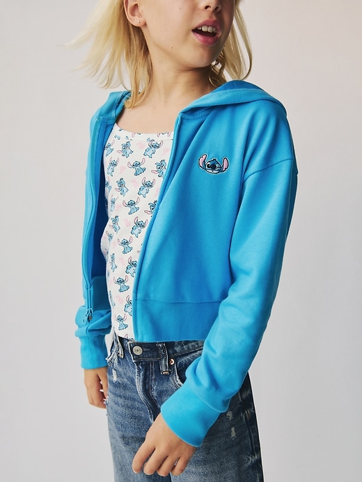 Image number 6 showing, Lilo & Stitch Kids French Terry Crop Zip Hoodie