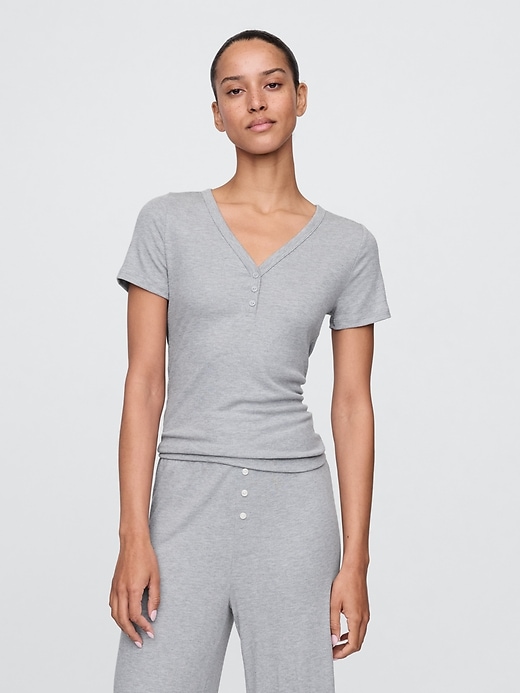 Image number 1 showing, Mini Rib Henley PJ Top