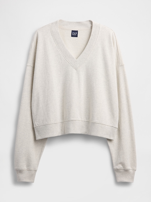 Image number 5 showing, French Terry V-Neck Crop Sweatshirt