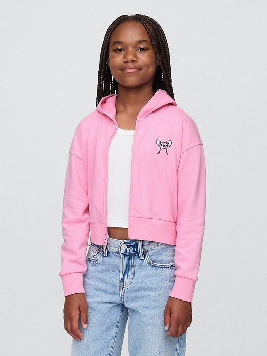 Image number 1 showing, Lilo & Stitch Kids French Terry Crop Zip Hoodie
