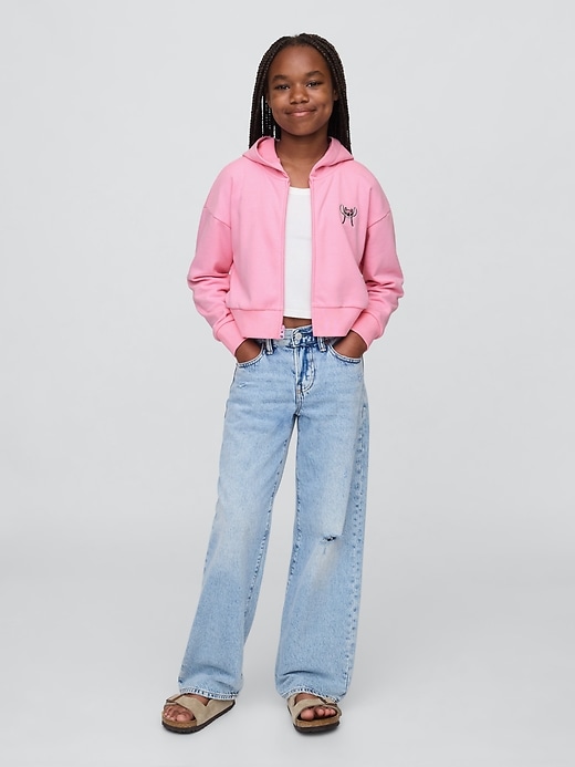 Image number 4 showing, Lilo & Stitch Kids French Terry Crop Zip Hoodie
