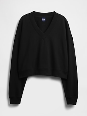 French Terry V-Neck Crop Sweatshirt