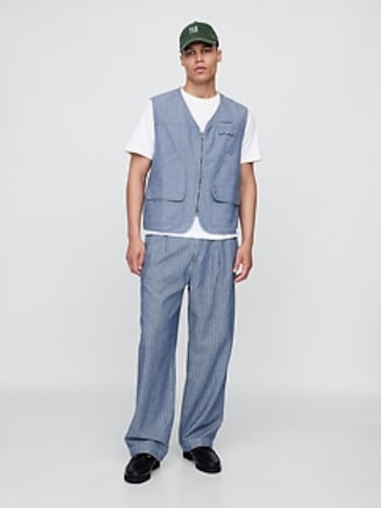 Gap × Malbon Herringbone Pleated Baggy Pants