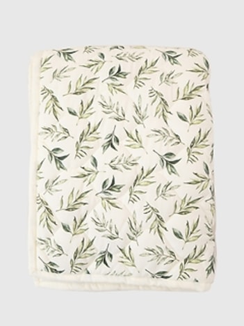 The Gilded Bird Linen Leaves Green Quilted Playmat