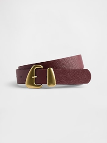 Vegan Leather Pebble Angular Buckle Belt