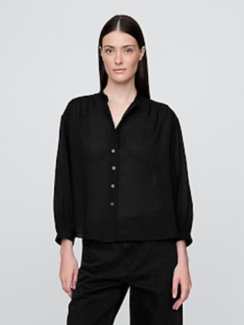 Sheer Button-Front Shirt