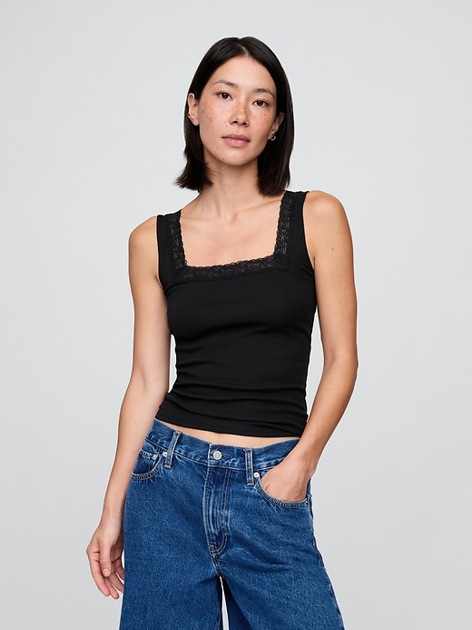 Image number 1 showing, Lace-Trim Tank Top