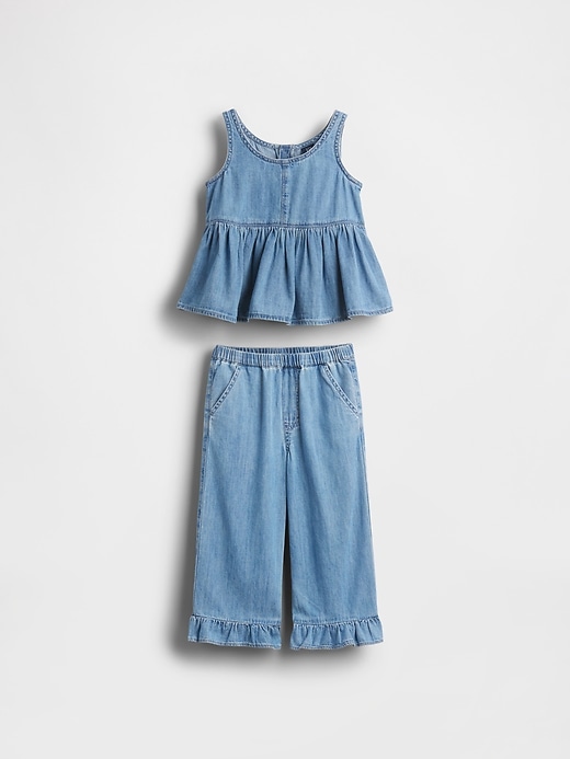 Image number 2 showing, Baby & Toddler Denim Ruffle Outfit Set