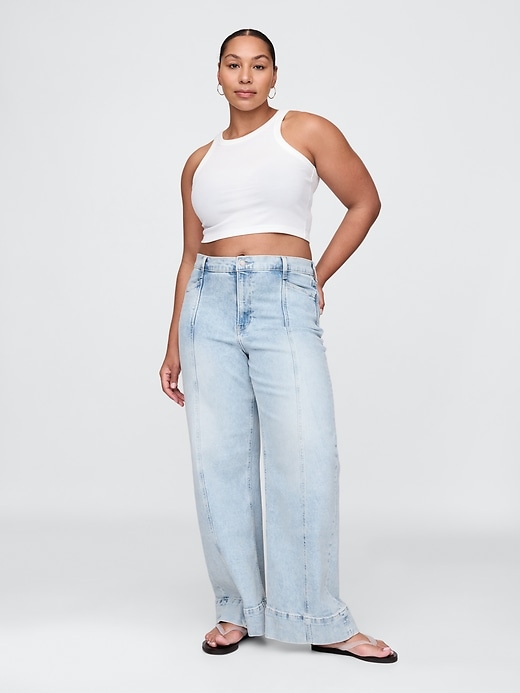 Image number 5 showing, High Rise Stride Wide-Leg Ankle Jeans