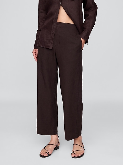Image number 2 showing, Linen-Blend Relaxed Straight Ankle Pants