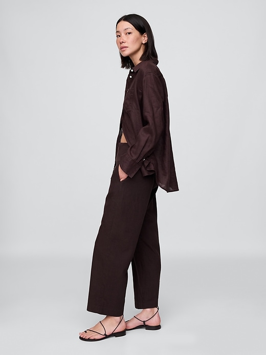 Image number 3 showing, Linen-Blend Relaxed Straight Ankle Pants