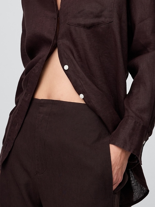 Image number 8 showing, Linen-Blend Relaxed Straight Ankle Pants