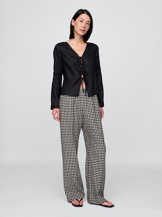 Image number 1 showing, Linen-Blend Easy Wide-Hem Pants