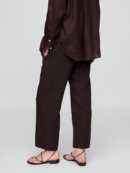 Image number 4 showing, Linen-Blend Relaxed Straight Ankle Pants