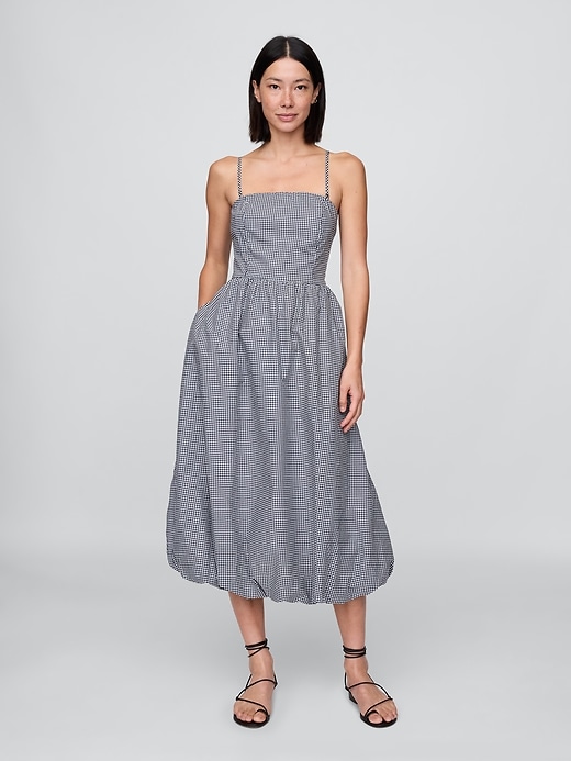 Image number 1 showing, Poplin Gingham Bubble Midi Dress