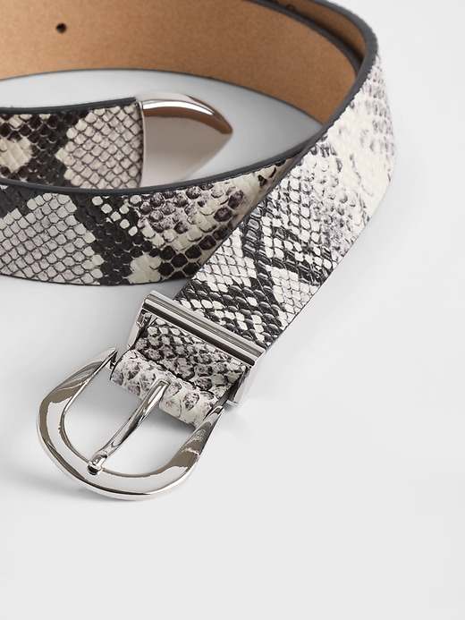 Image number 4 showing, Leather Snake Print Belt