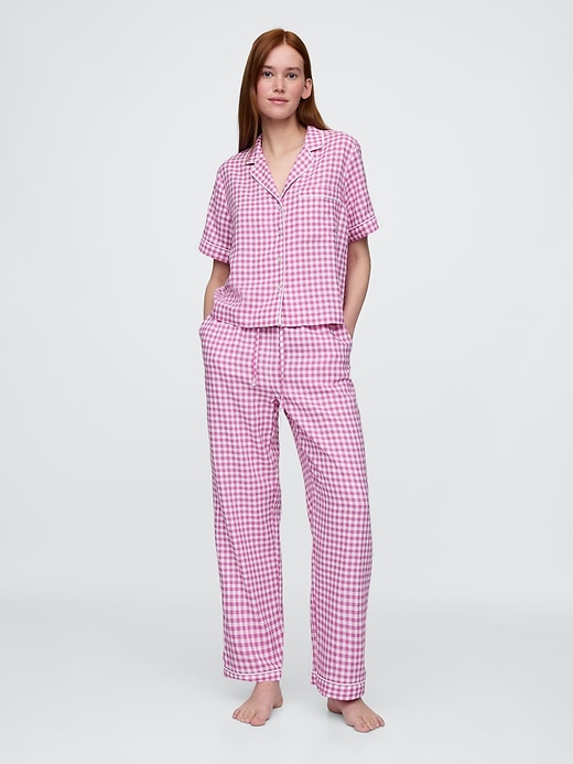 Image number 1 showing, Linen-Blend PJ Pants