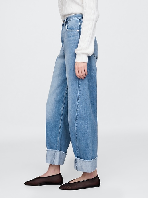 Image number 3 showing, High Rise Cuffed Barrel Jeans