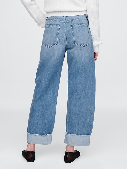 Image number 4 showing, High Rise Cuffed Barrel Jeans