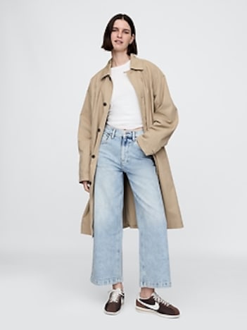 High Rise Stride Wide-Leg Ankle Jeans