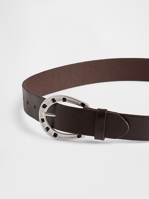 Image number 3 showing, Leather Horseshoe Buckle Belt