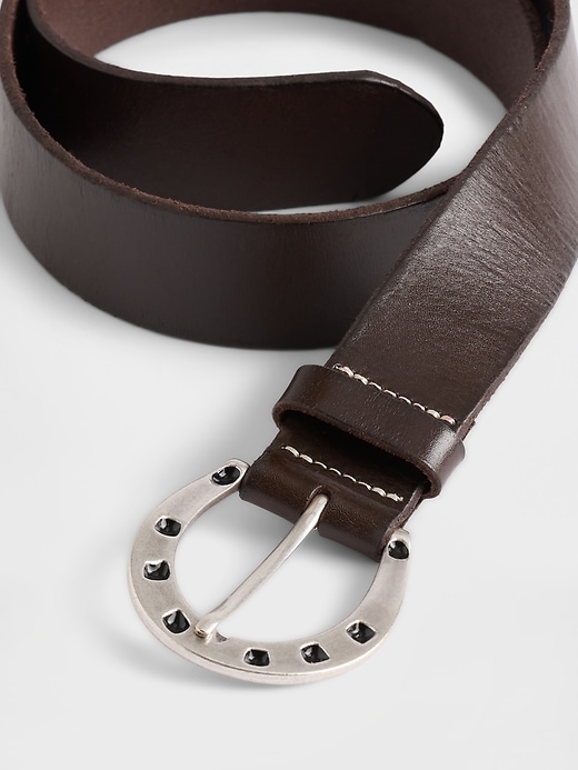 Image number 4 showing, Leather Horseshoe Buckle Belt